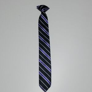 Black and Purple Striped Clip On Tie